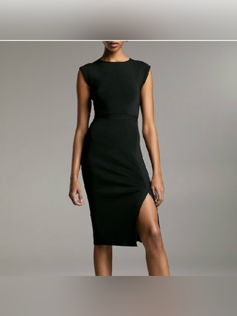 Babaton by Aritzia NWT Black Bodycon Midi Dress with Side Slit | Size Large